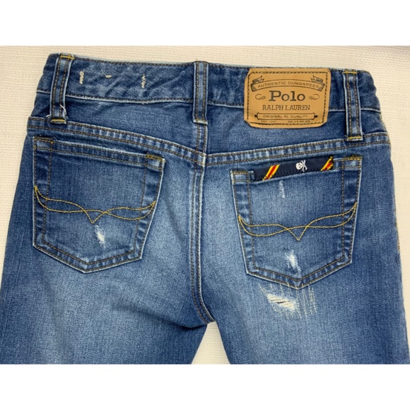 EUC RALPH LAUREN ASTOR PATCHWORK JEANS , SIZE GIRL 8 - Picture 4 of 8